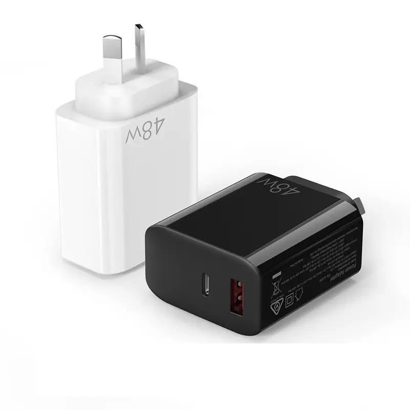 48W GaN Wall charger AU Power Delivery USB-C Power Adapter Port and Quick Charge 3.0 USB-A Fast